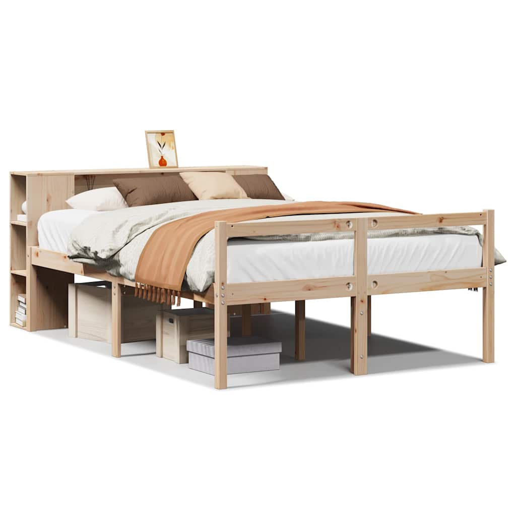 Bookcase Bed without Mattress 140x190 cm Solid Wood Pine