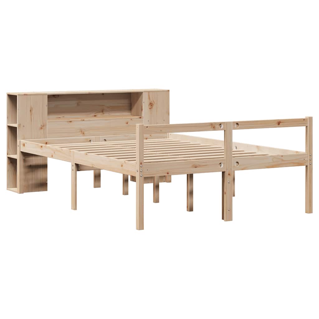 Bookcase Bed without Mattress 140x190 cm Solid Wood Pine