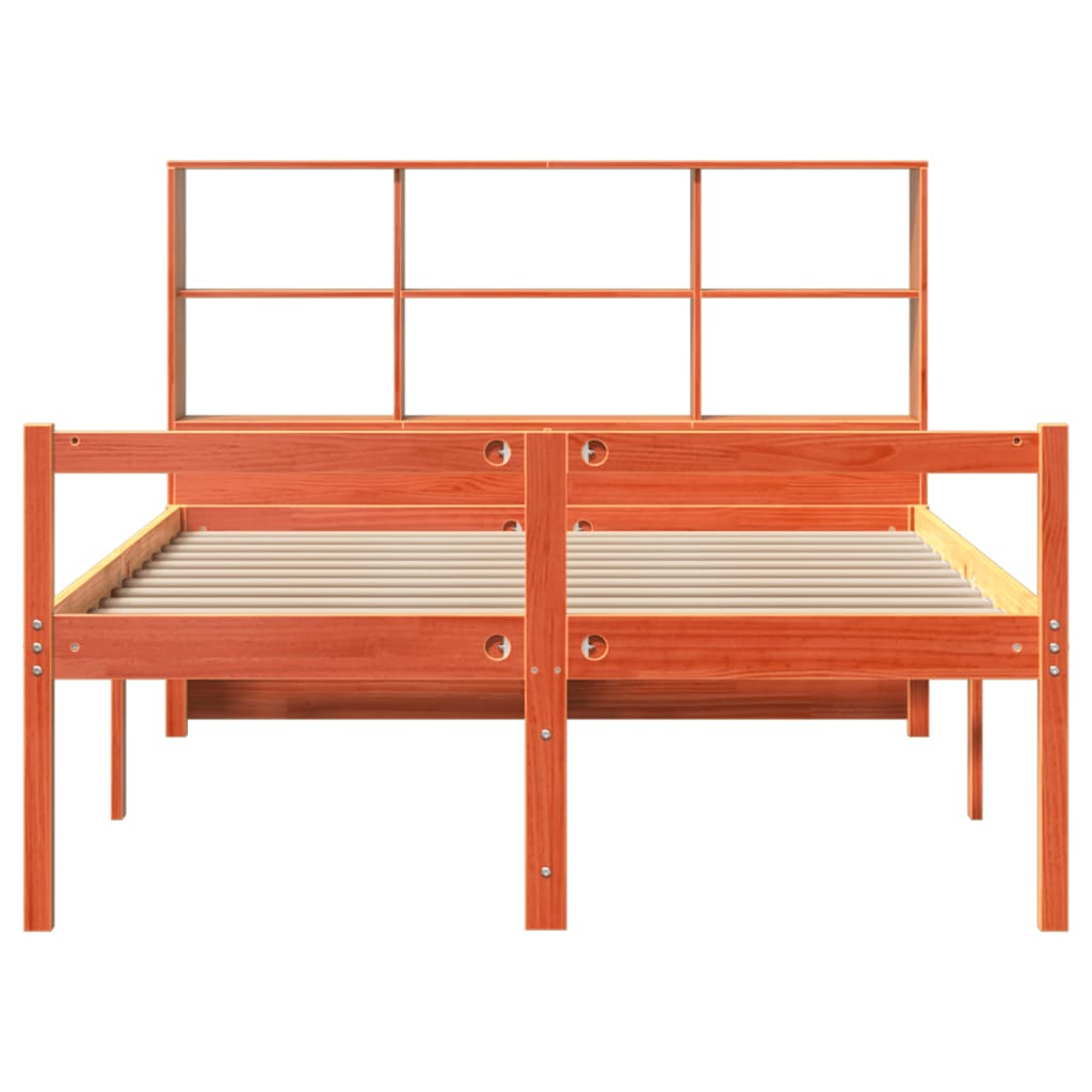 Bookcase Bed without Mattress Wax Brown 160x200 cm Solid Wood