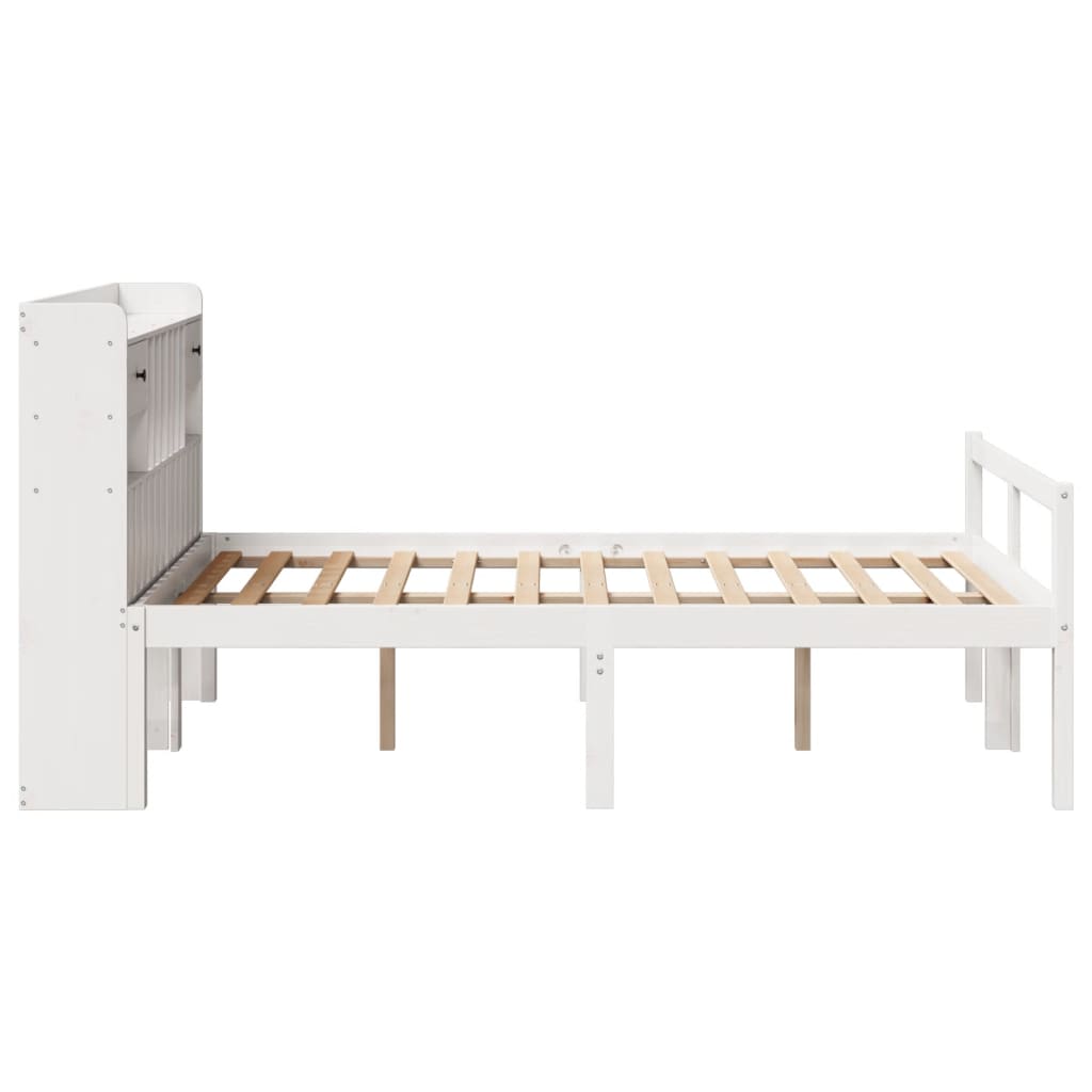 Bookcase Bed without Mattress White 135x190 cm Doouble Solid Wood Pine