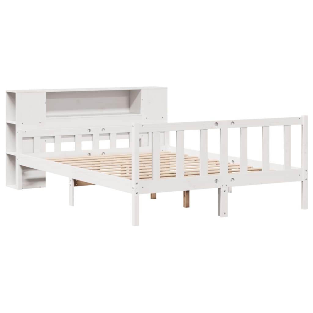 Bookcase Bed without Mattress White 160x200 cm Solid Wood Pine