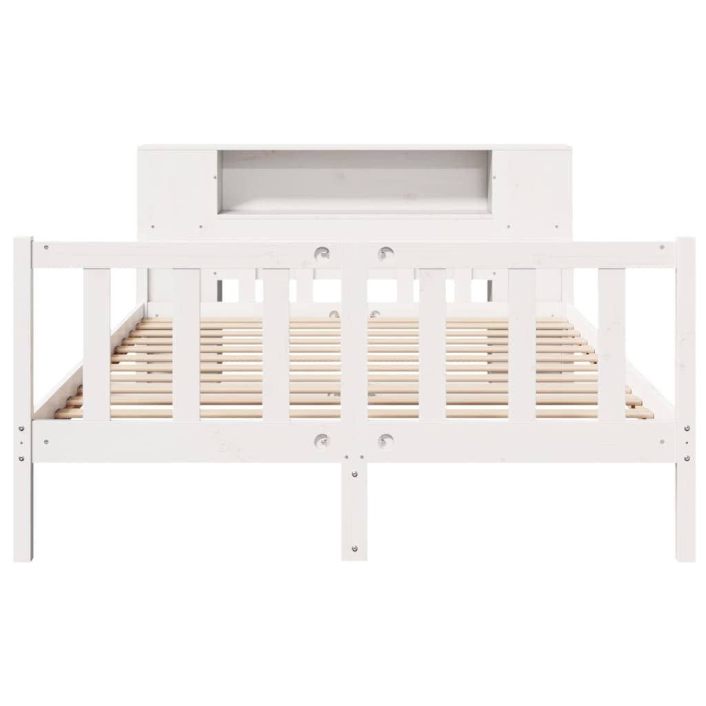 Bookcase Bed without Mattress White 160x200 cm Solid Wood Pine