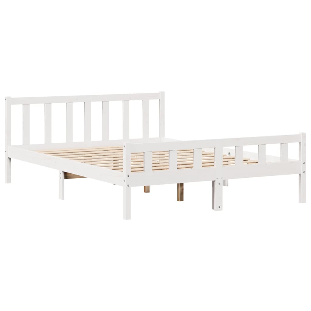 Bookcase Bed without Mattress White 160x200 cm Solid Wood Pine