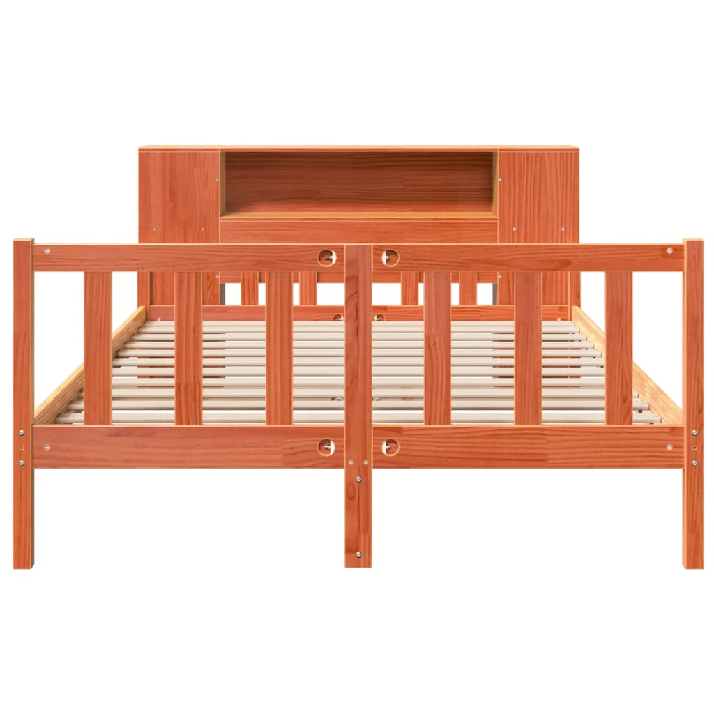 Bookcase Bed without Mattress Wax Brown 160x200 cm Solid Wood