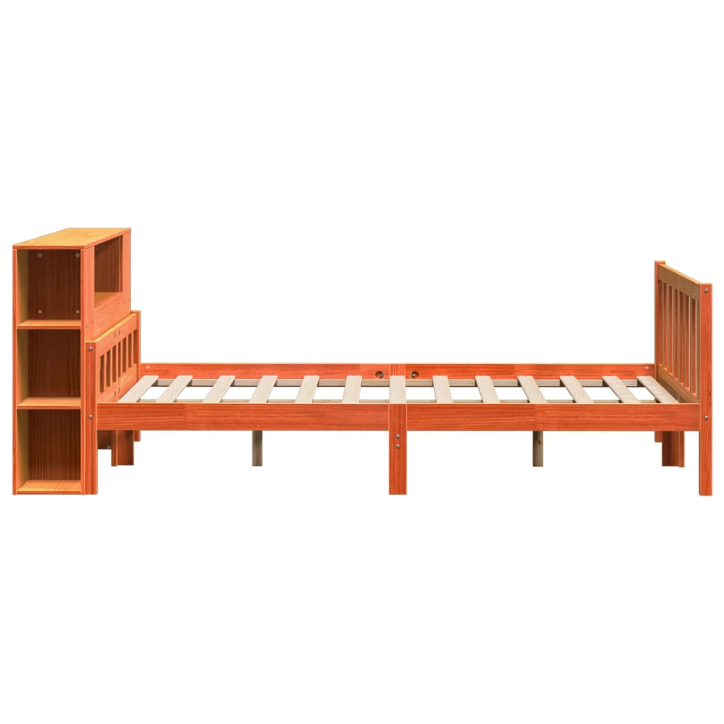Bookcase Bed without Mattress Wax Brown 160x200 cm Solid Wood