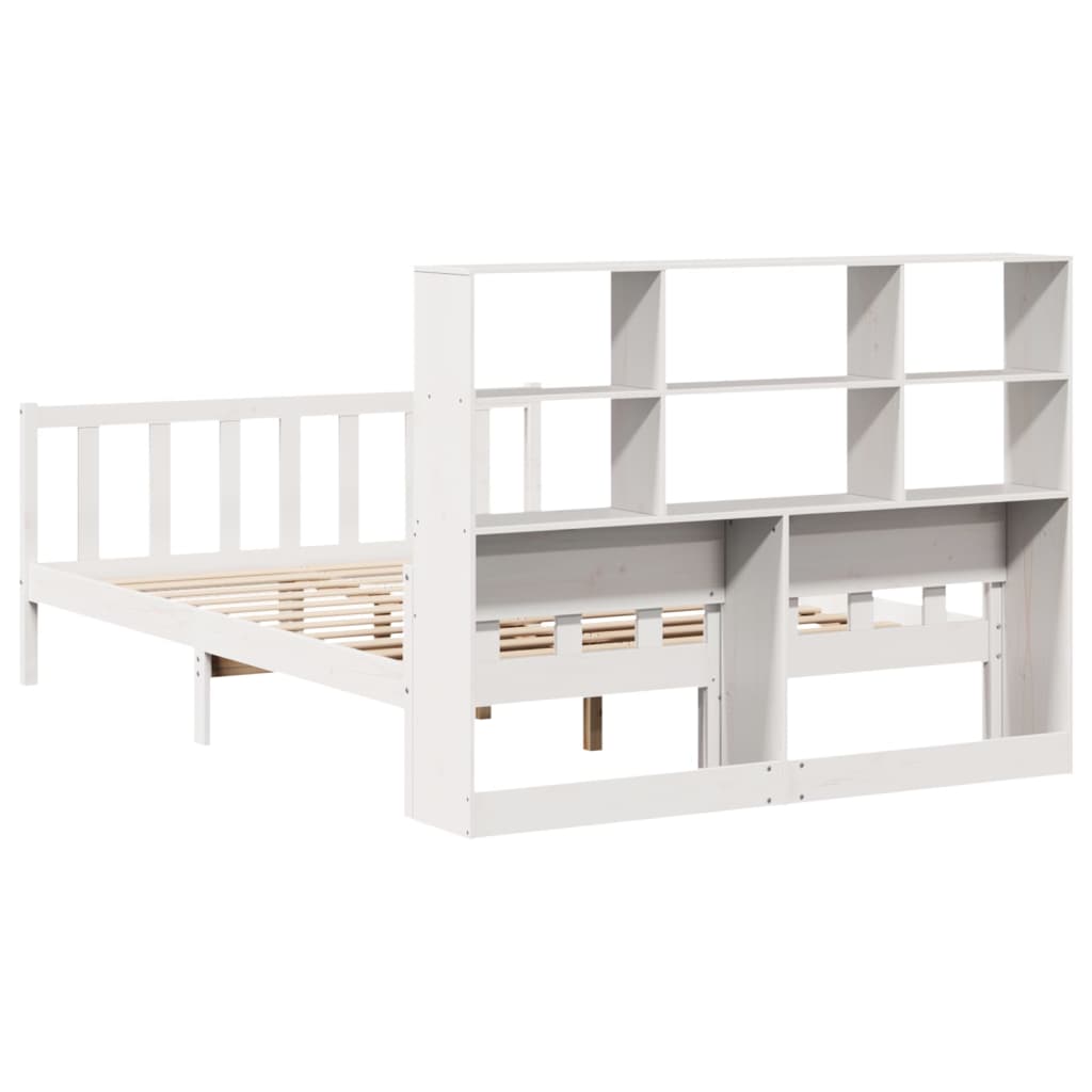 Bookcase Bed without Mattress White 160x200 cm Solid Wood Pine