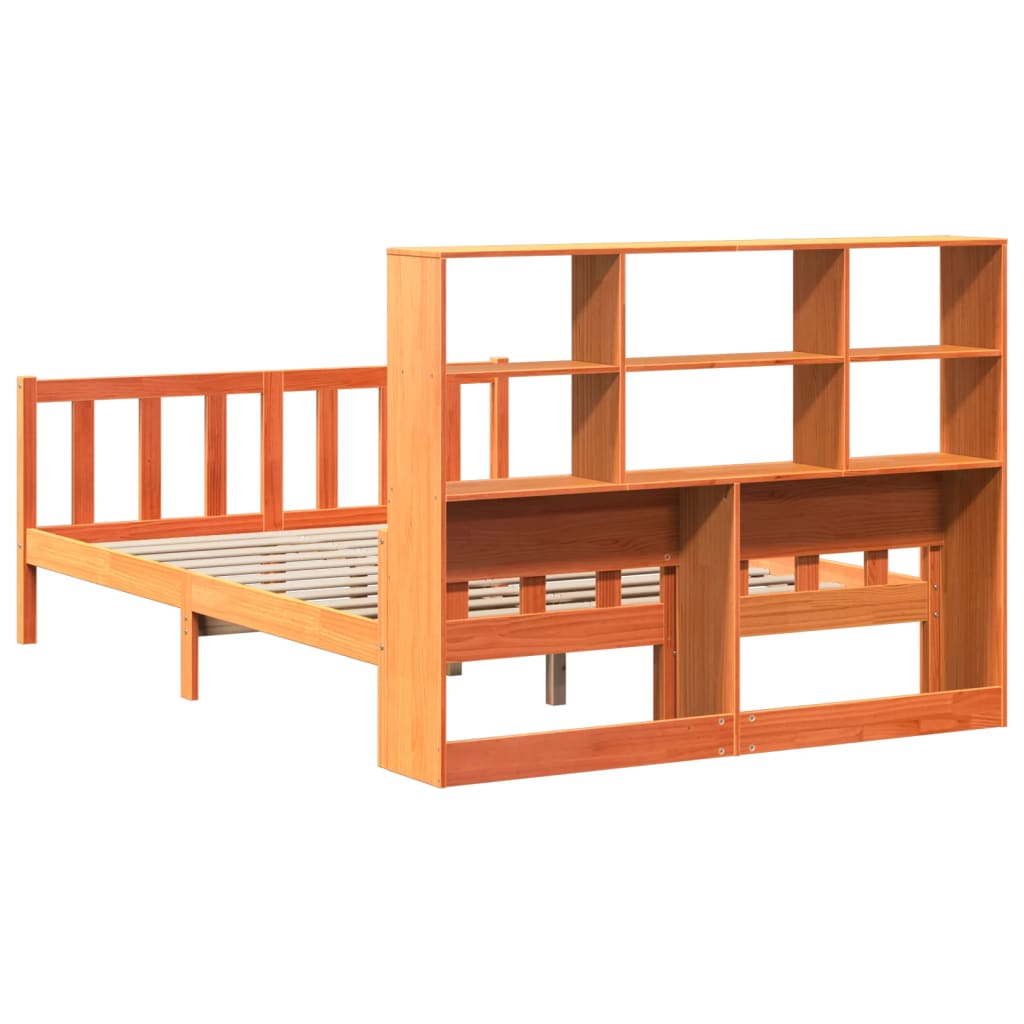 Bookcase Bed without Mattress Wax Brown 160x200 cm Solid Wood
