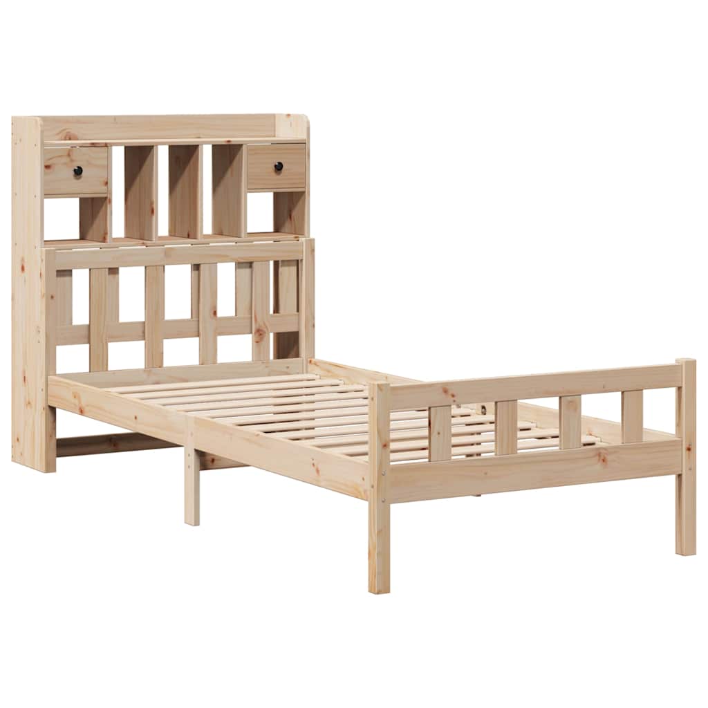 Bookcase Bed without Mattress 90x190 cm Single Solid Wood Pine
