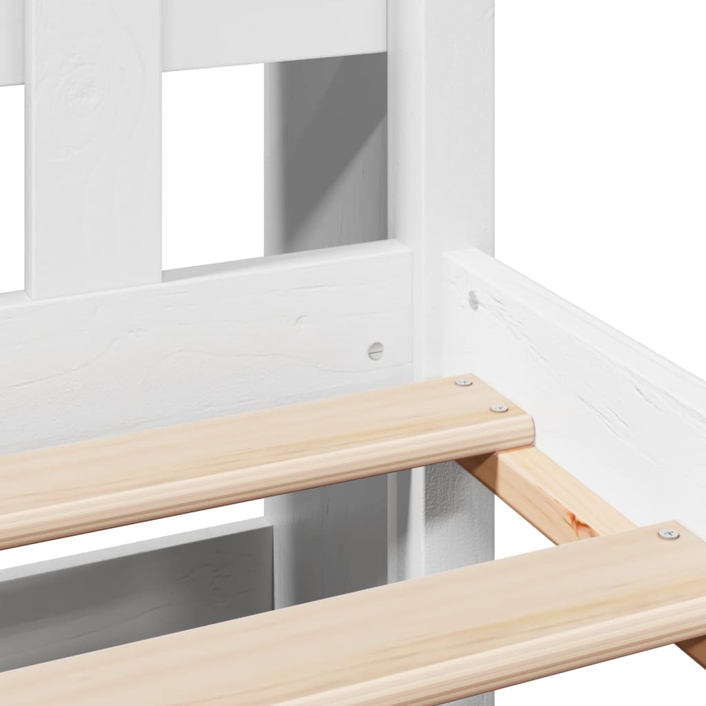 Bookcase Bed without Mattress White 150x200 cm King Size Solid Wood Pine