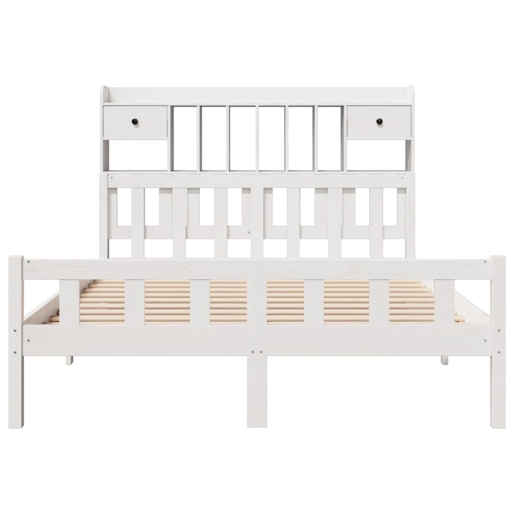 Bookcase Bed without Mattress White 160x200 cm Solid Wood Pine