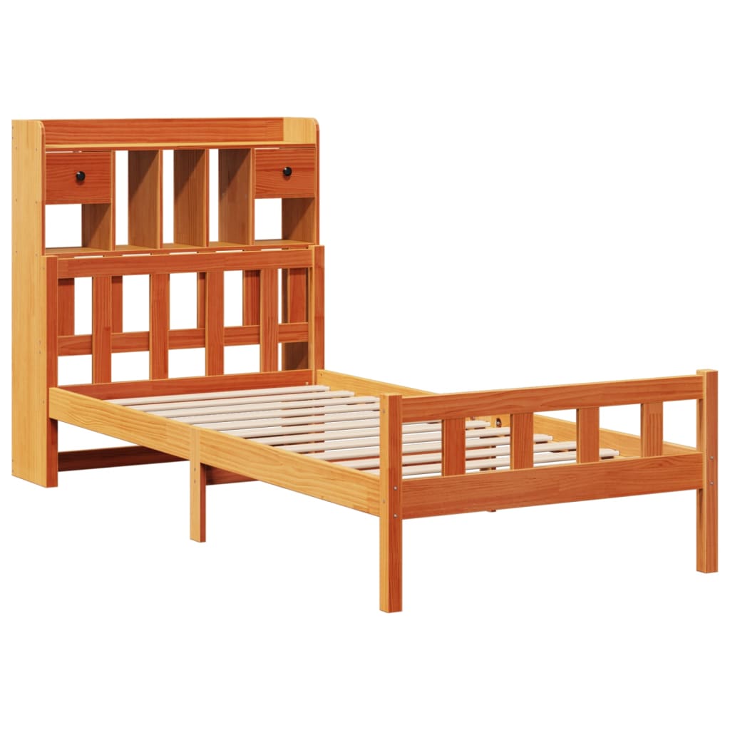 Bookcase Bed without Mattress Wax Brown 75x190 cm Small Single Solid Wood Pine