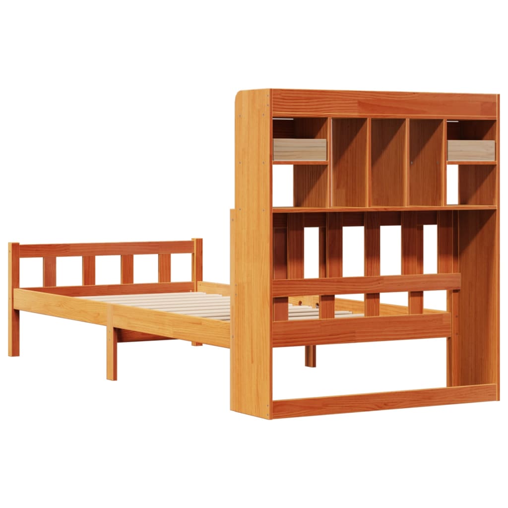 Bookcase Bed without Mattress Wax Brown 75x190 cm Small Single Solid Wood Pine