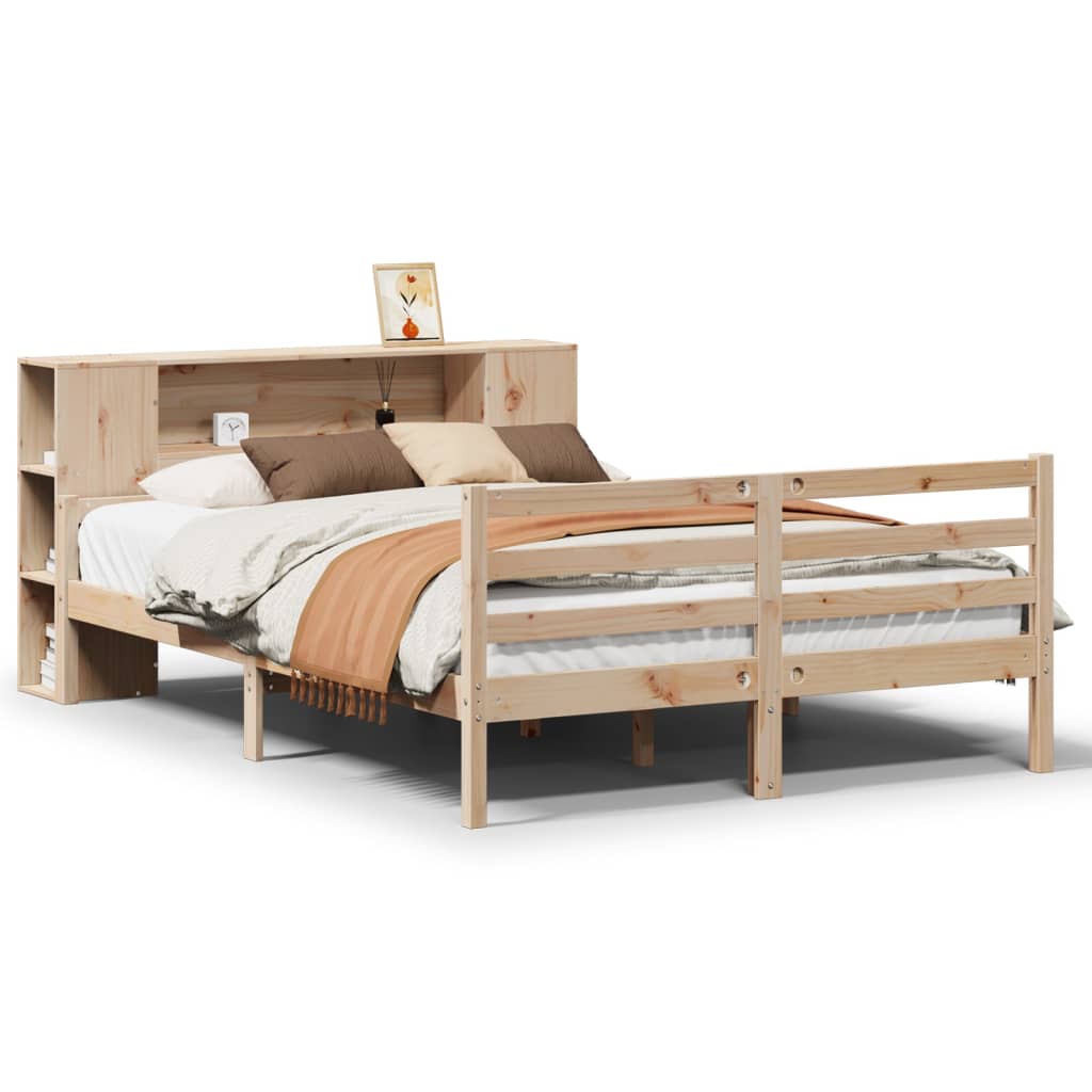 Bookcase Bed without Mattress 140x200 cm Solid Wood Pine