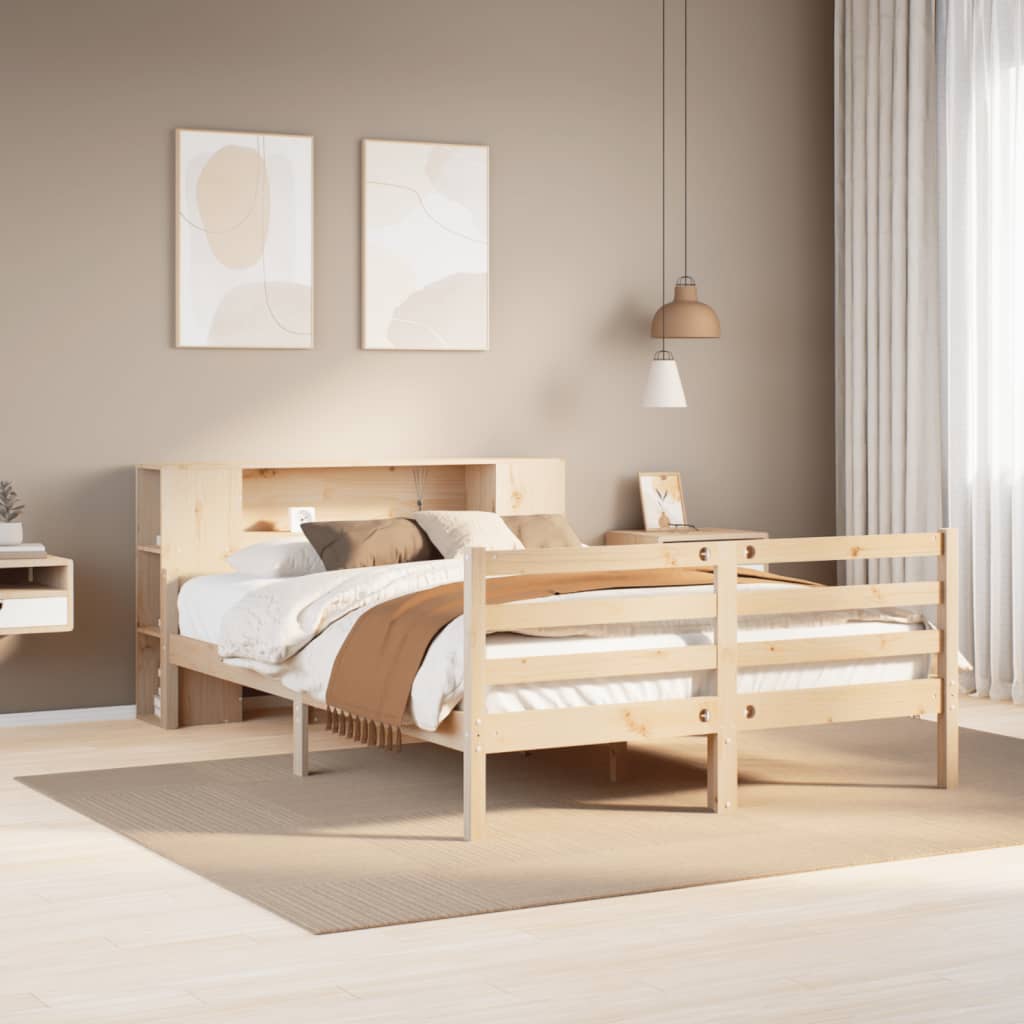 Bookcase Bed without Mattress 140x200 cm Solid Wood Pine