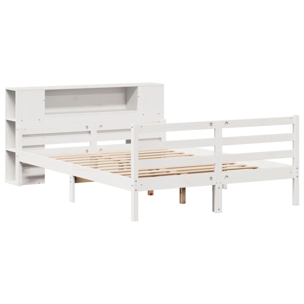 Bookcase Bed without Mattress White 140x200 cm Solid Wood Pine