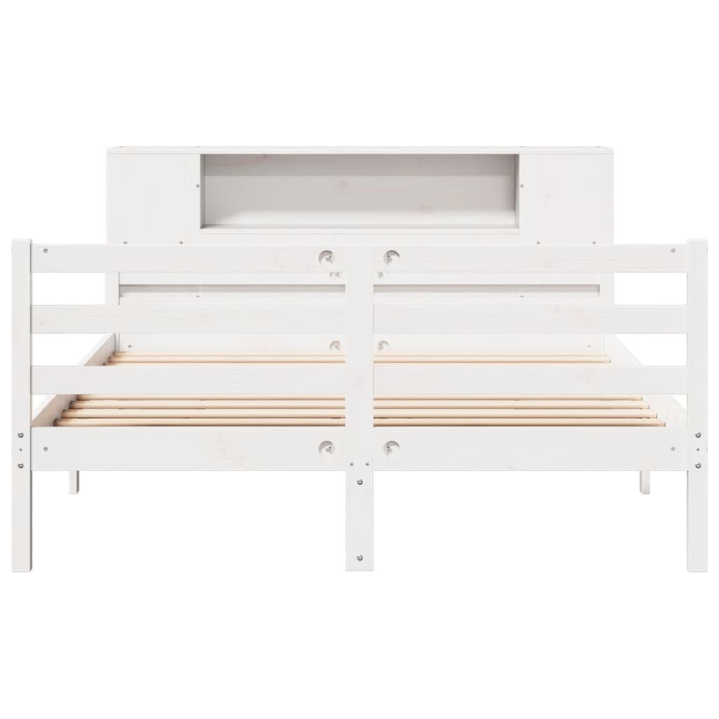 Bookcase Bed without Mattress White 140x200 cm Solid Wood Pine