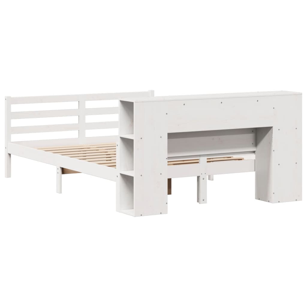 Bookcase Bed without Mattress White 140x200 cm Solid Wood Pine