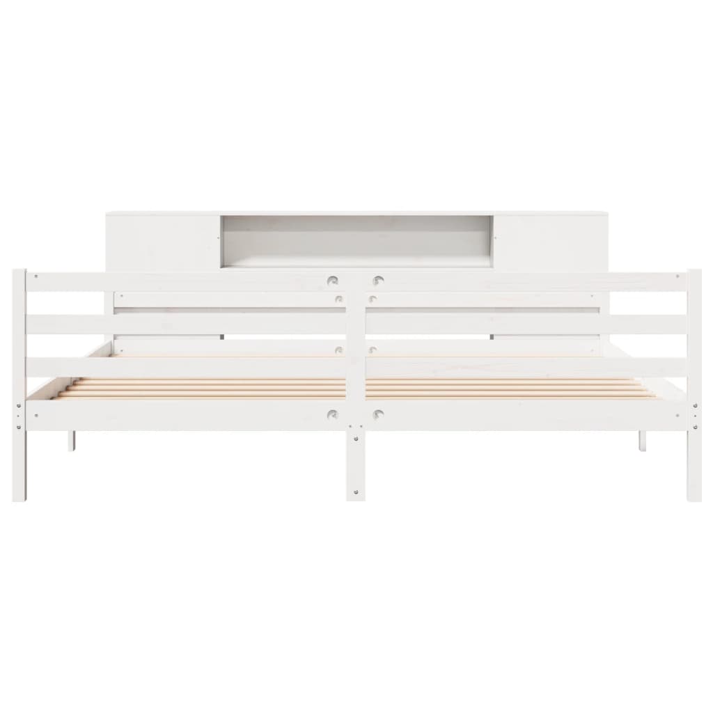 Bookcase Bed without Mattress White 180x200 cm Super King Solid Wood Pine