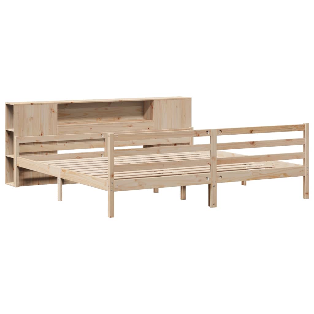 Bookcase Bed without Mattress 200x200 cm Solid Wood Pine