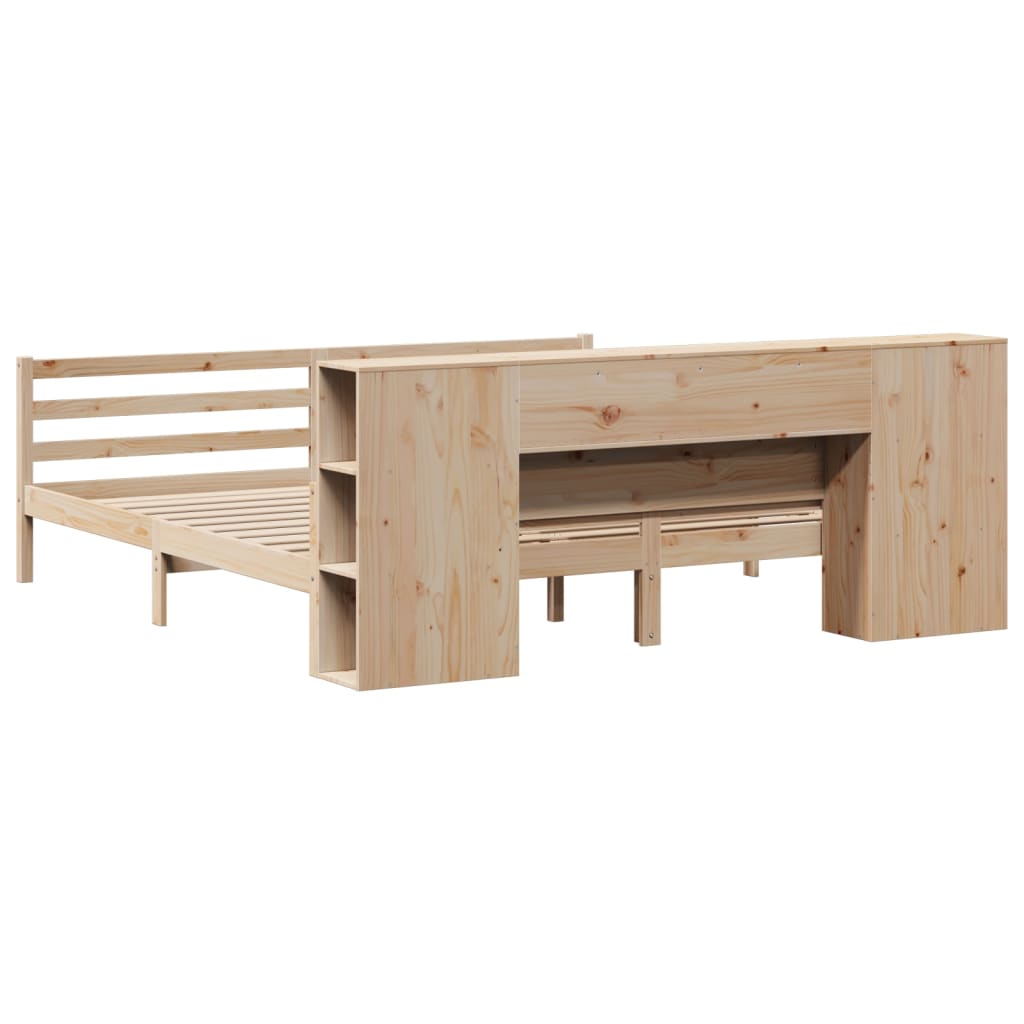 Bookcase Bed without Mattress 200x200 cm Solid Wood Pine