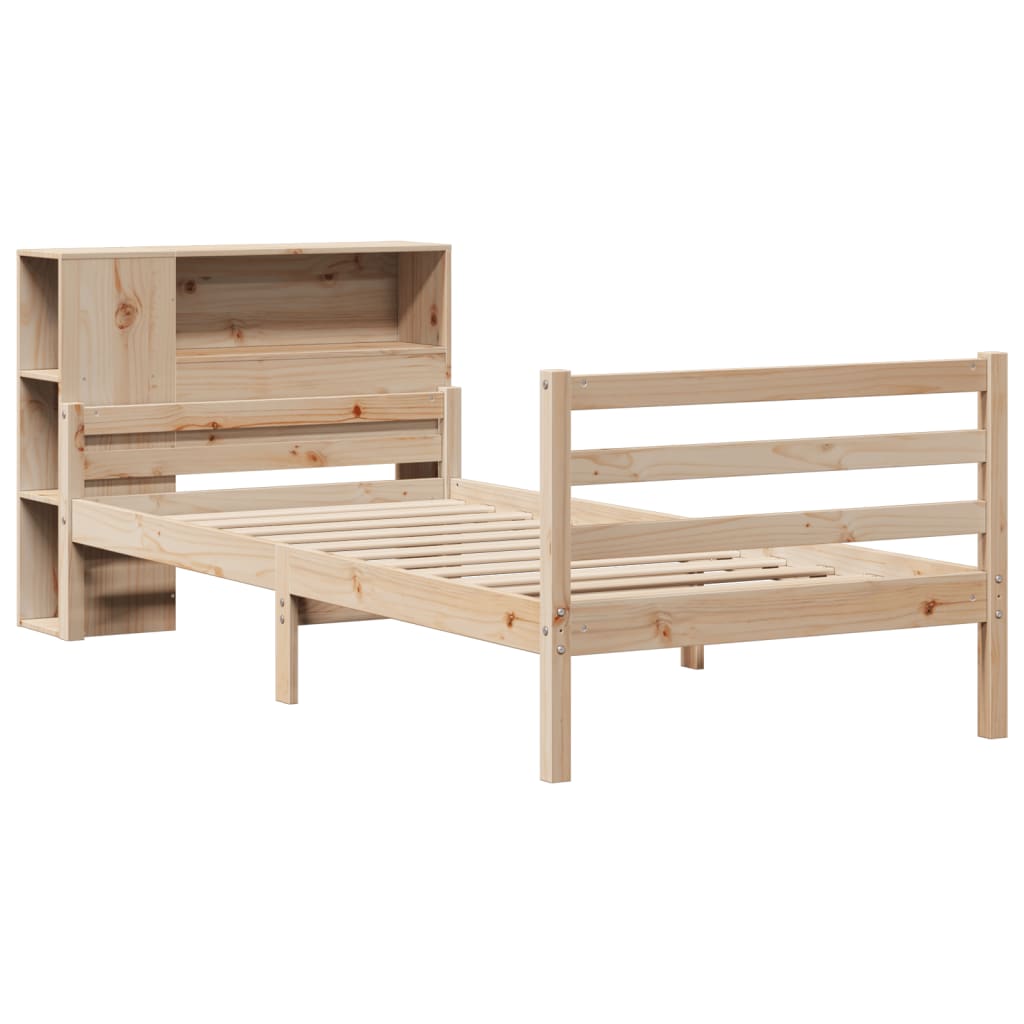 Bookcase Bed without Mattress 90x200 cm Solid Wood Pine