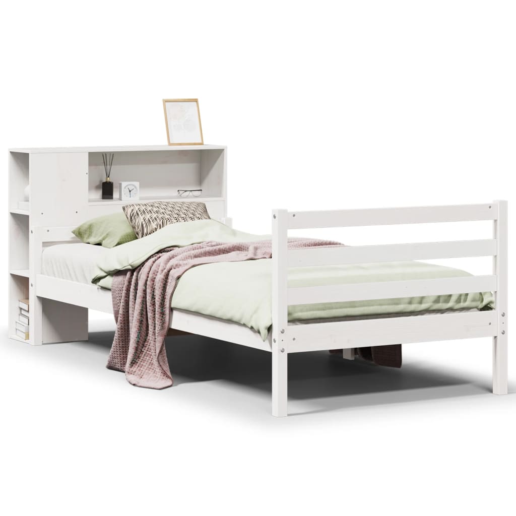 Bookcase Bed without Mattress White 100x200 cm Solid Wood Pine