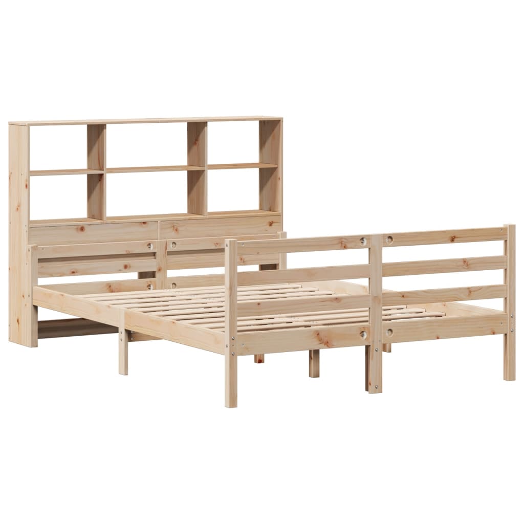 Bookcase Bed without Mattress 140x200 cm Solid Wood Pine