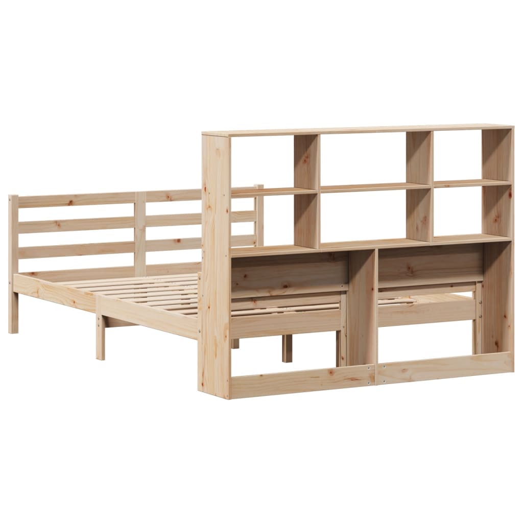 Bookcase Bed without Mattress 140x200 cm Solid Wood Pine