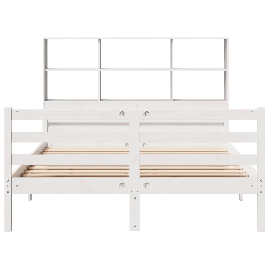 Bookcase Bed without Mattress White 140x200 cm Solid Wood Pine