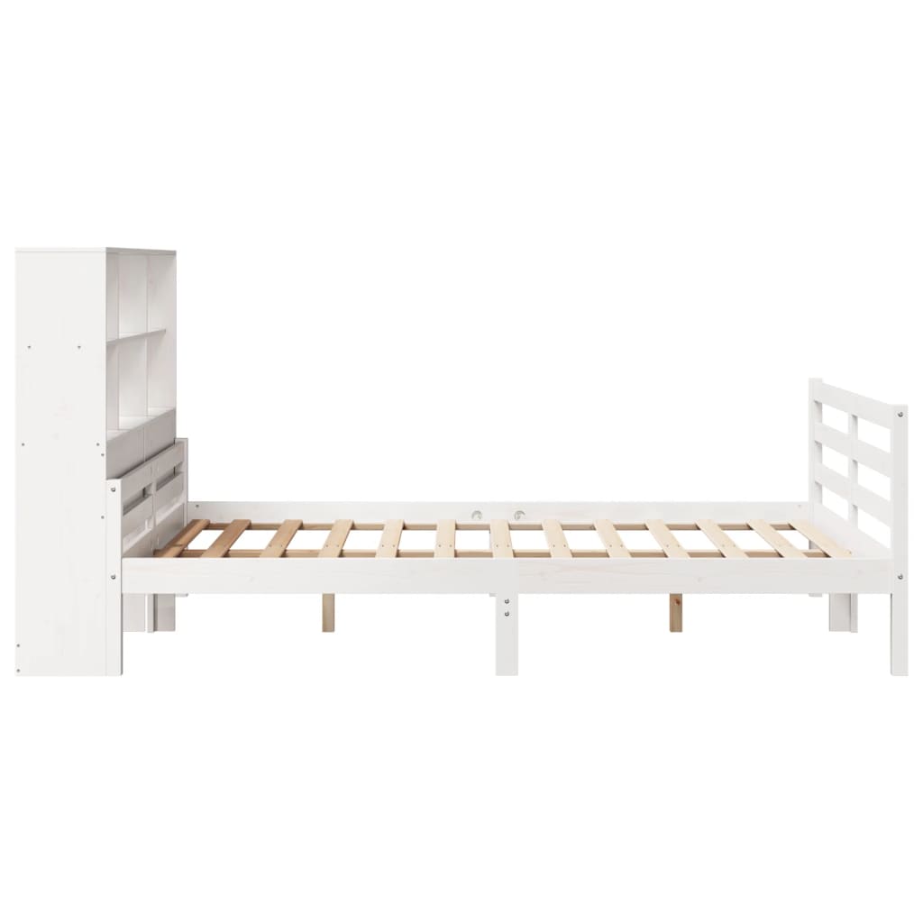 Bookcase Bed without Mattress White 140x200 cm Solid Wood Pine