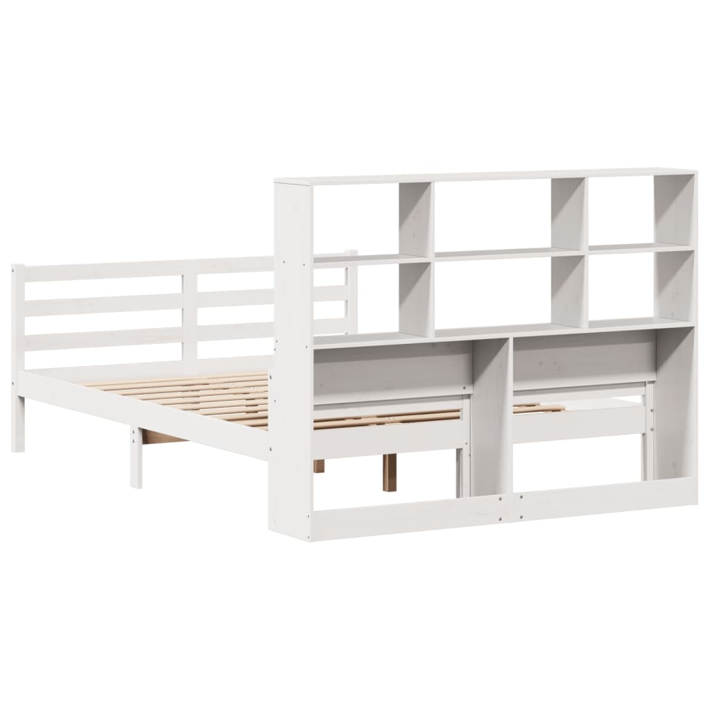 Bookcase Bed without Mattress White 140x200 cm Solid Wood Pine