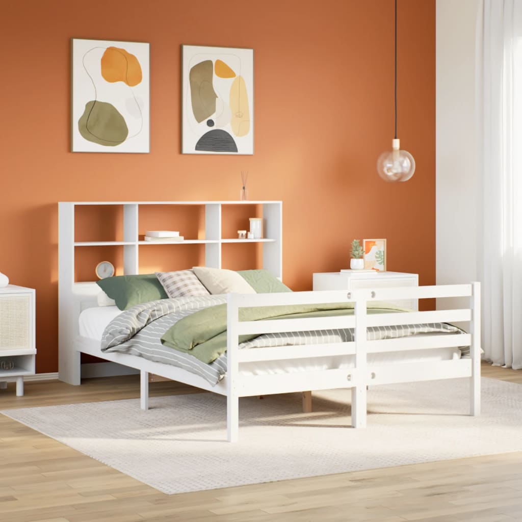 Bookcase Bed without Mattress White 140x200 cm Solid Wood Pine