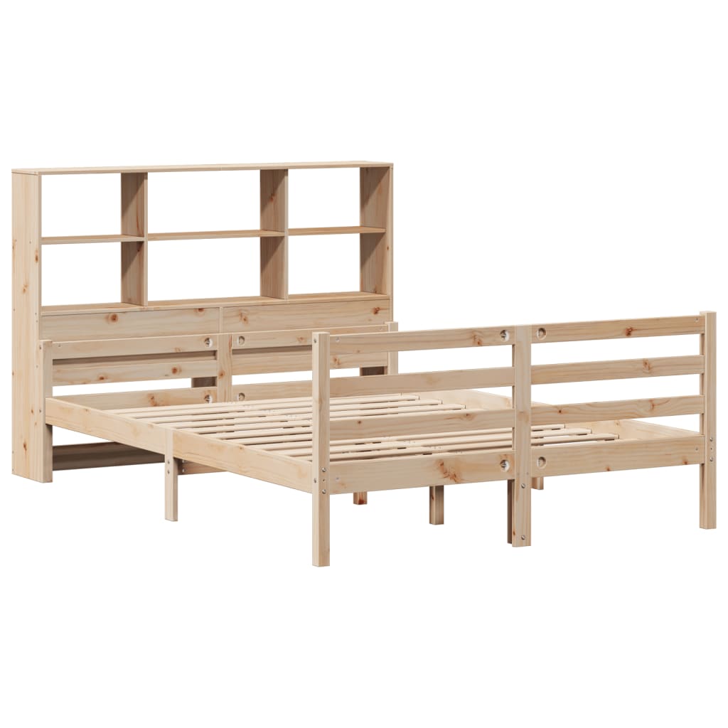 Bookcase Bed without Mattress 150x200 cm King Solid Wood Pine