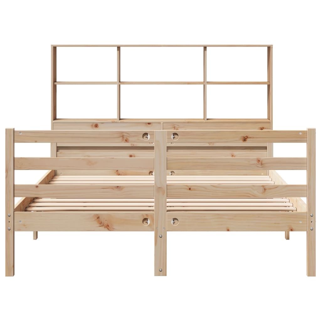 Bookcase Bed without Mattress 150x200 cm King Solid Wood Pine