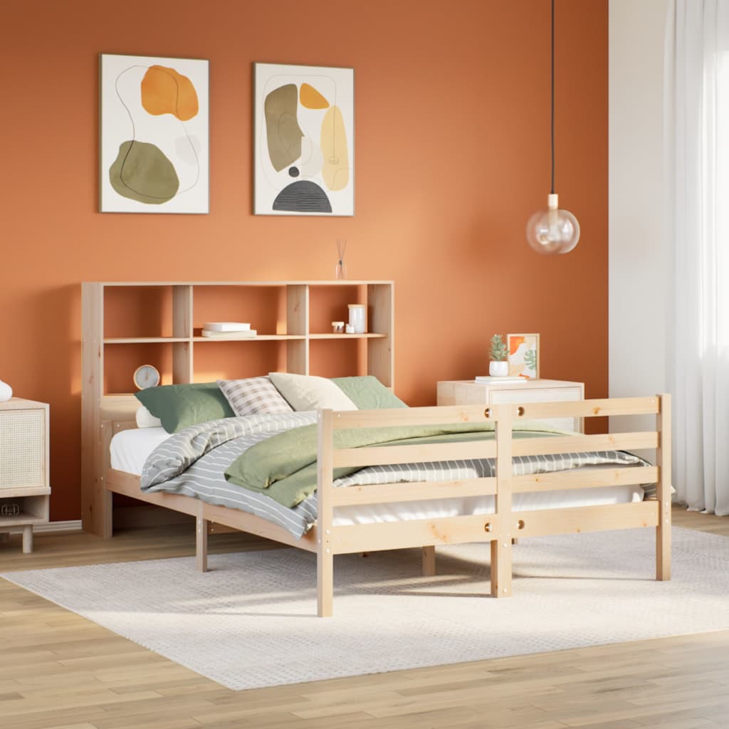 Bookcase Bed without Mattress 150x200 cm King Solid Wood Pine
