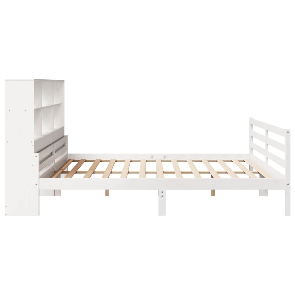Bookcase Bed without Mattress White 180x200 cm Super King Solid Wood Pine