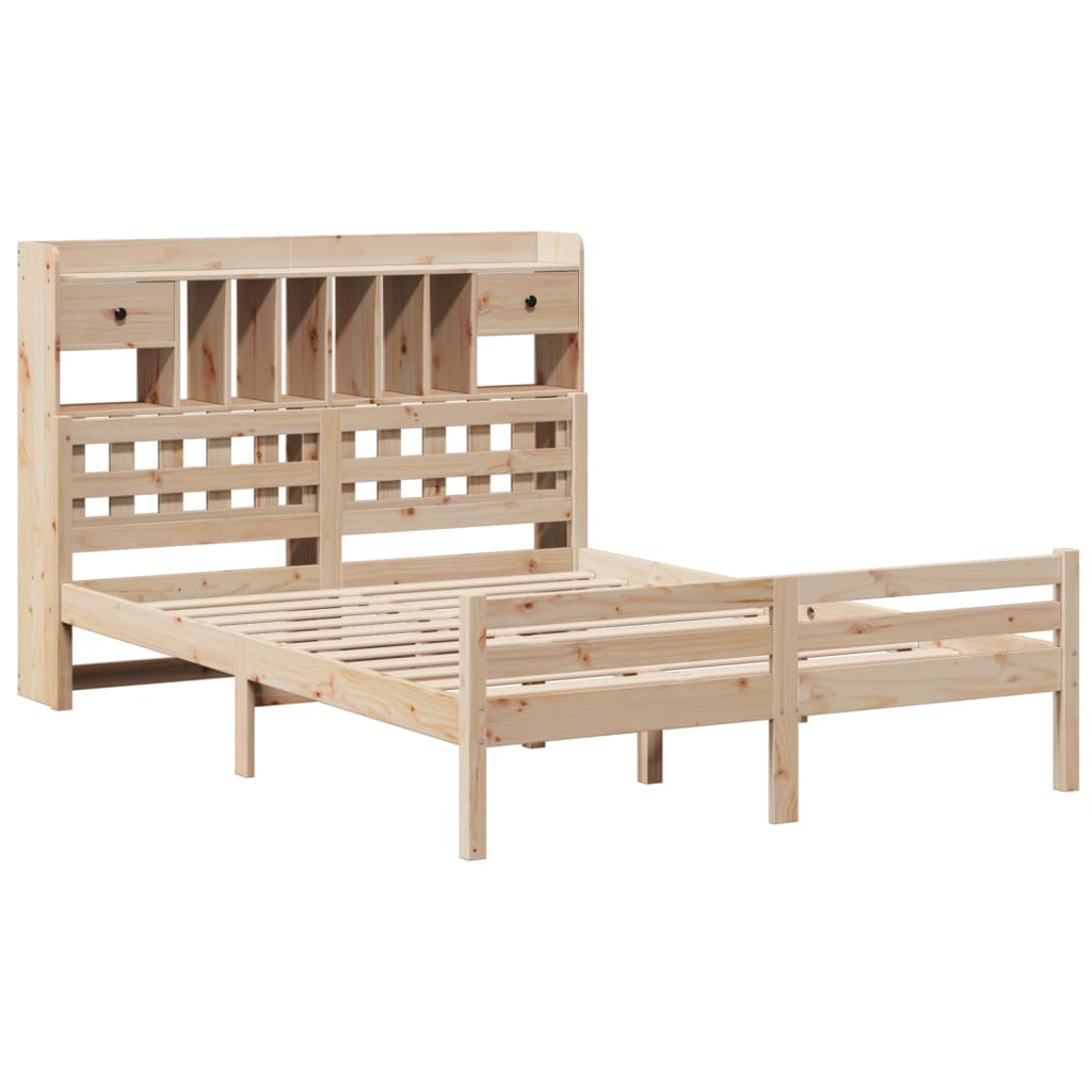 Bookcase Bed without Mattress 140x190cm Solid Wood Pine