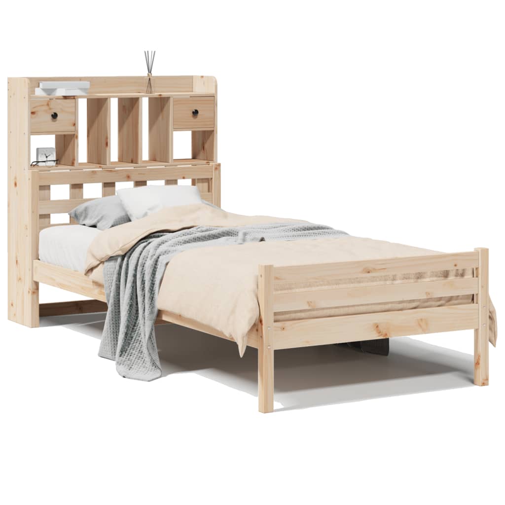 Bookcase Bed without Mattress 90x200cm Solid Wood Pine