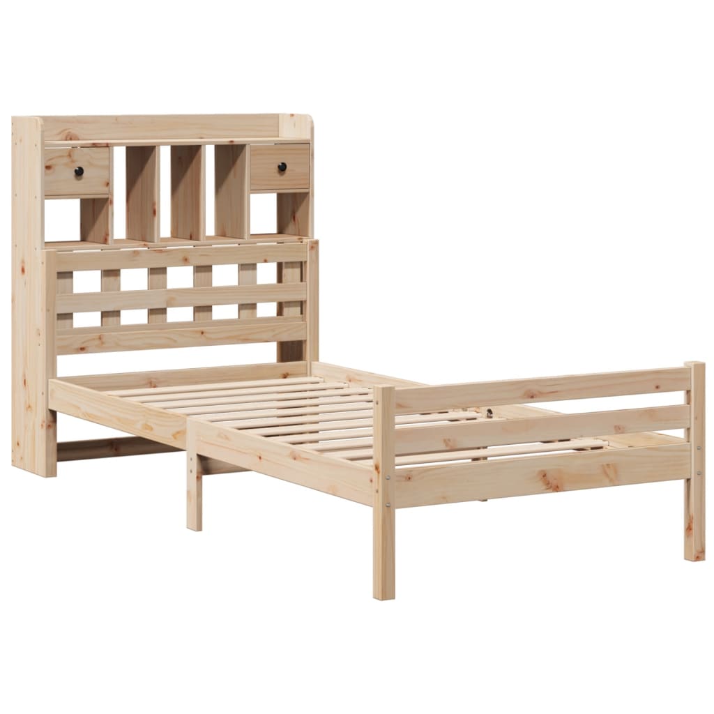 Bookcase Bed without Mattress 90x200cm Solid Wood Pine
