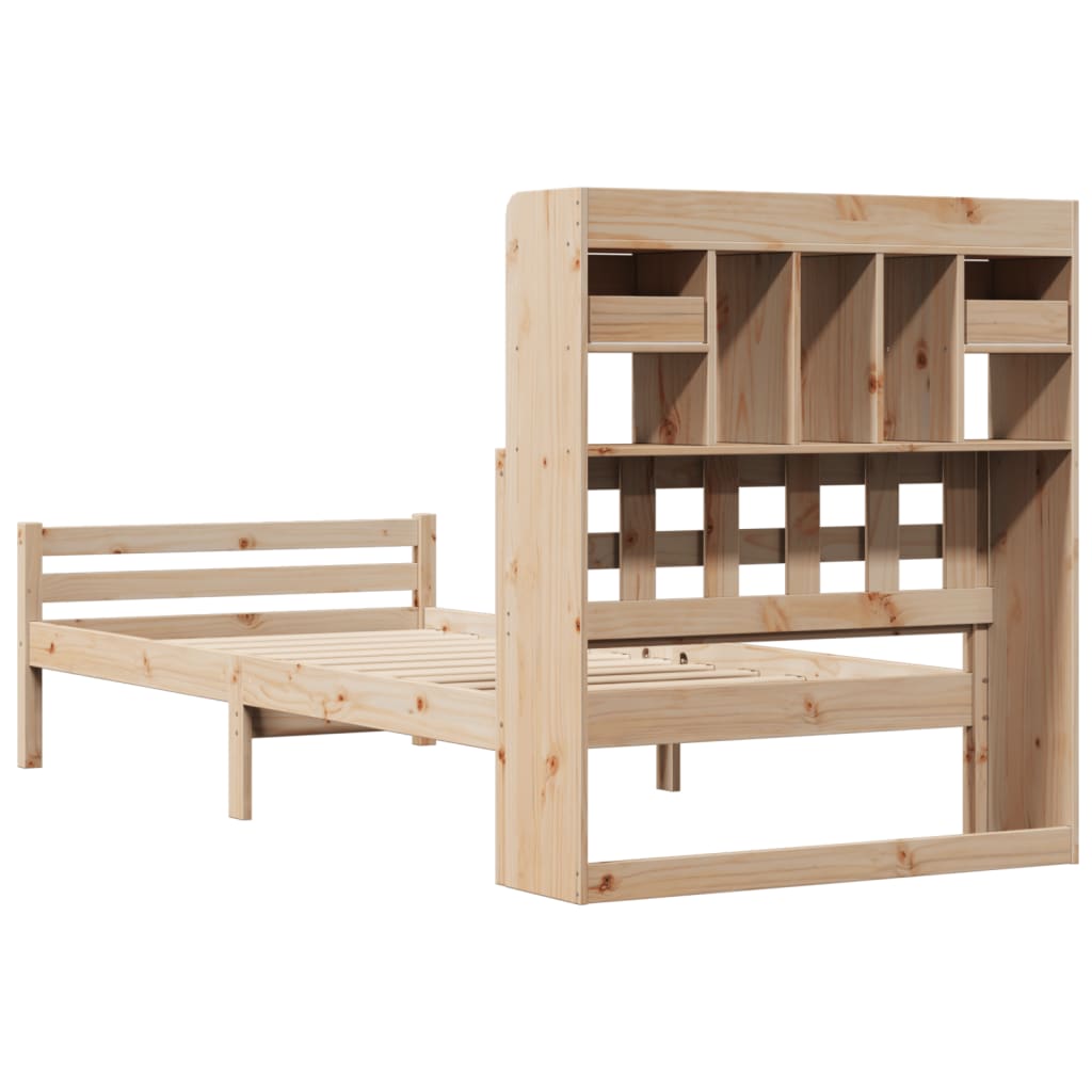 Bookcase Bed without Mattress 90x200cm Solid Wood Pine