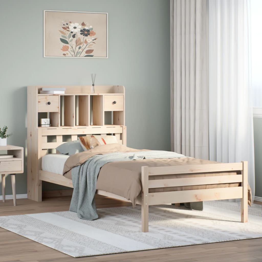 Bookcase Bed without Mattress 90x200cm Solid Wood Pine
