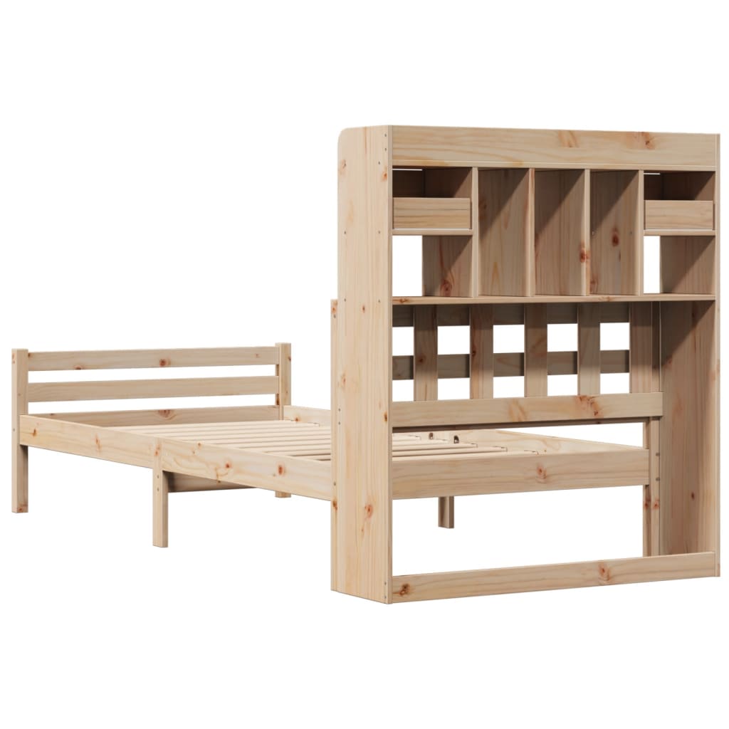 Bookcase Bed without Mattress 100x200cm Solid Wood Pine