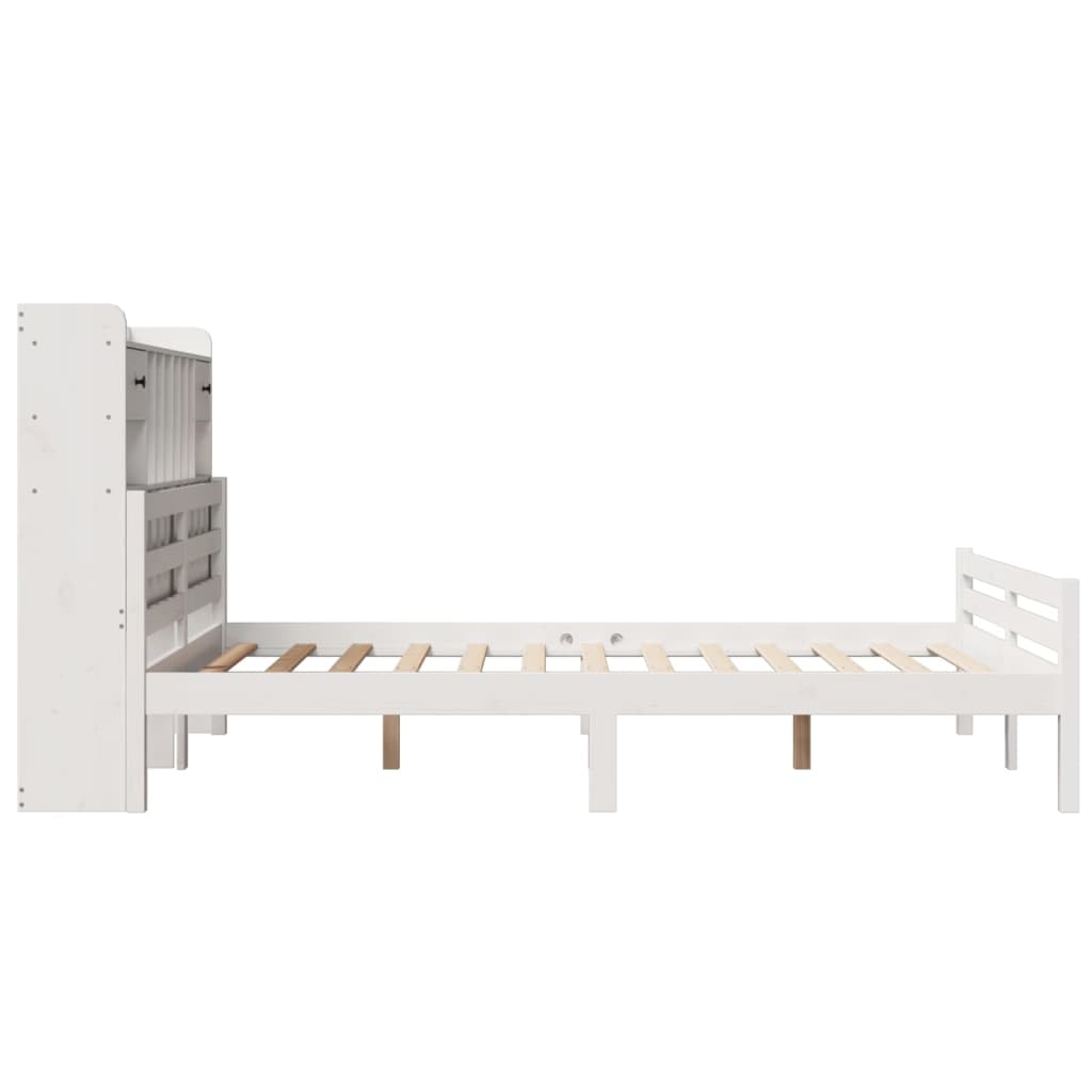 Bookcase Bed without Mattress White 140x200cm Solid Wood Pine