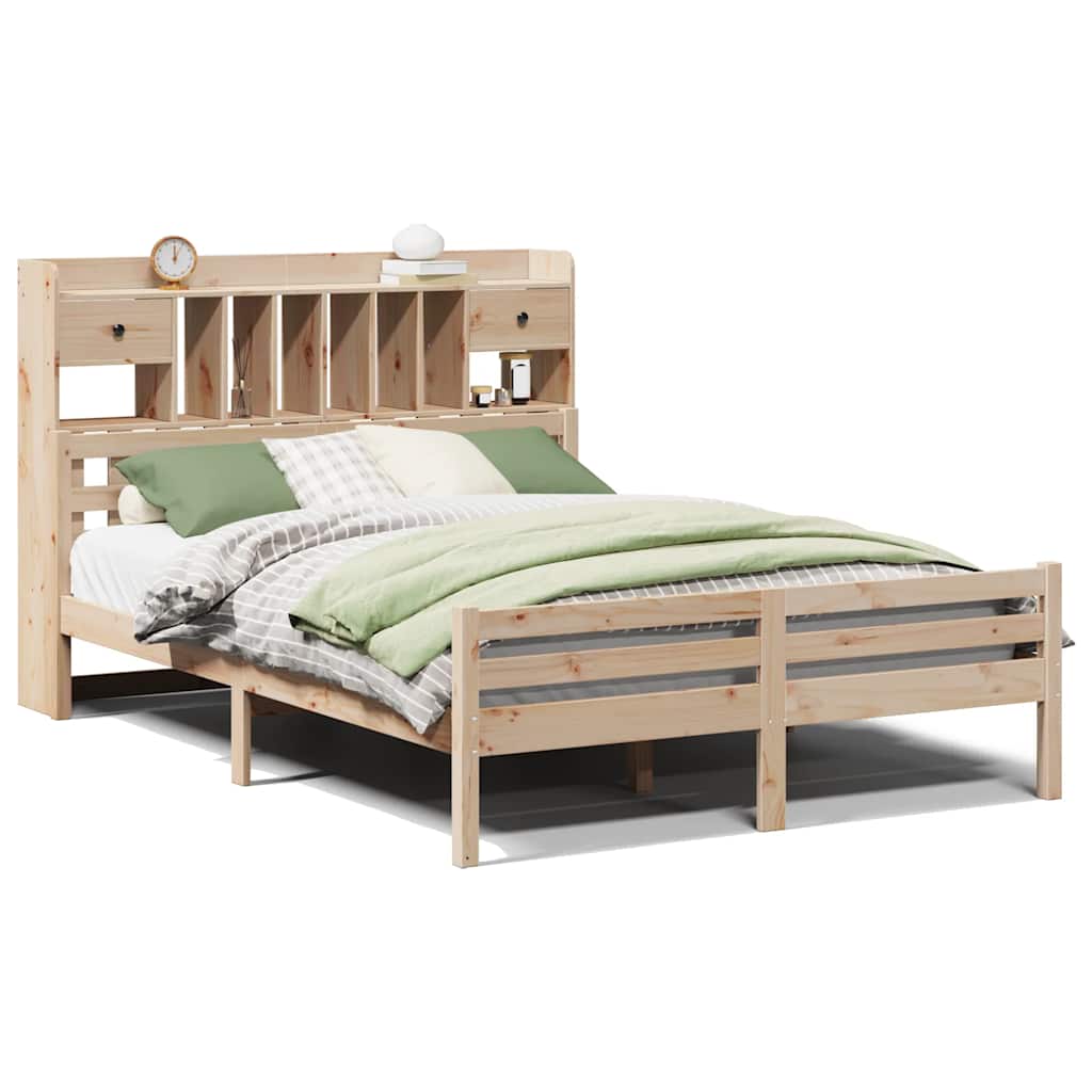 Bookcase Bed without Mattress 160x200cm Solid Wood Pine