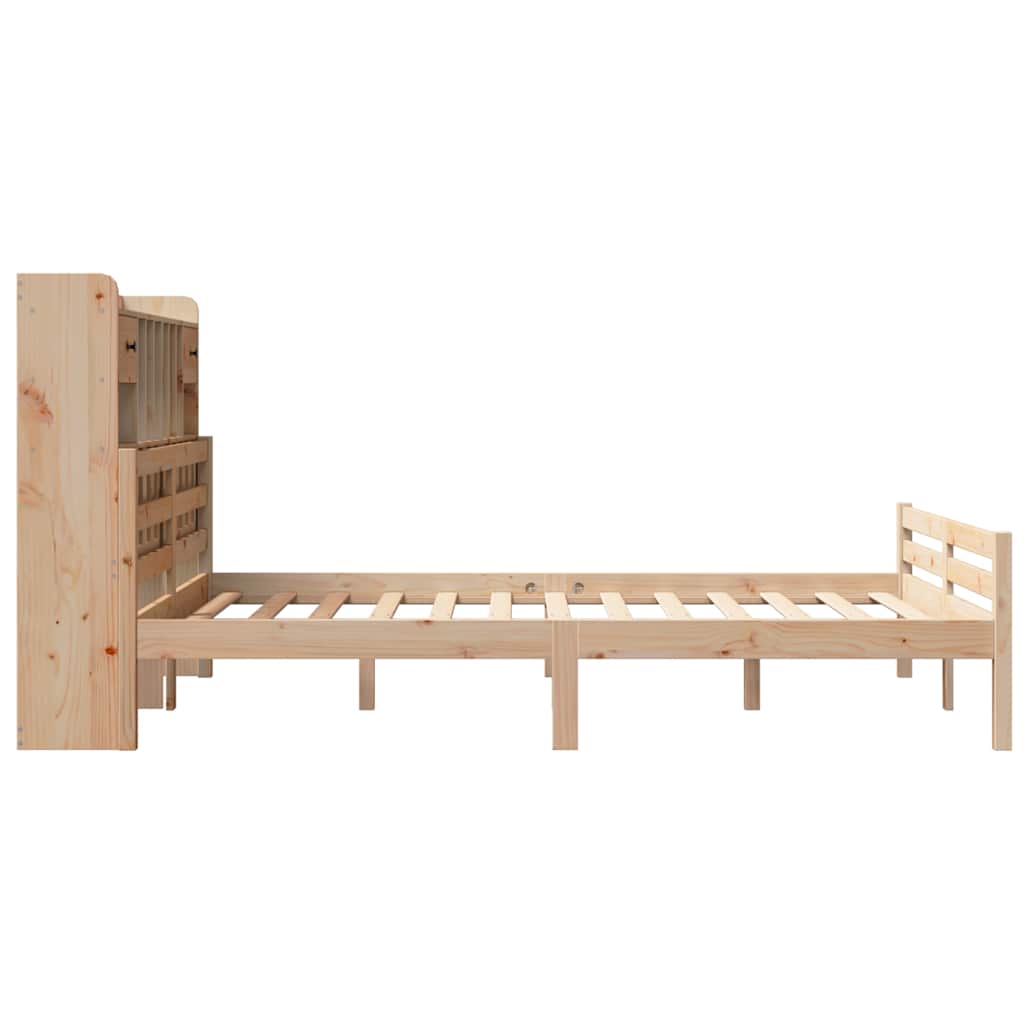 Bookcase Bed without Mattress 160x200cm Solid Wood Pine