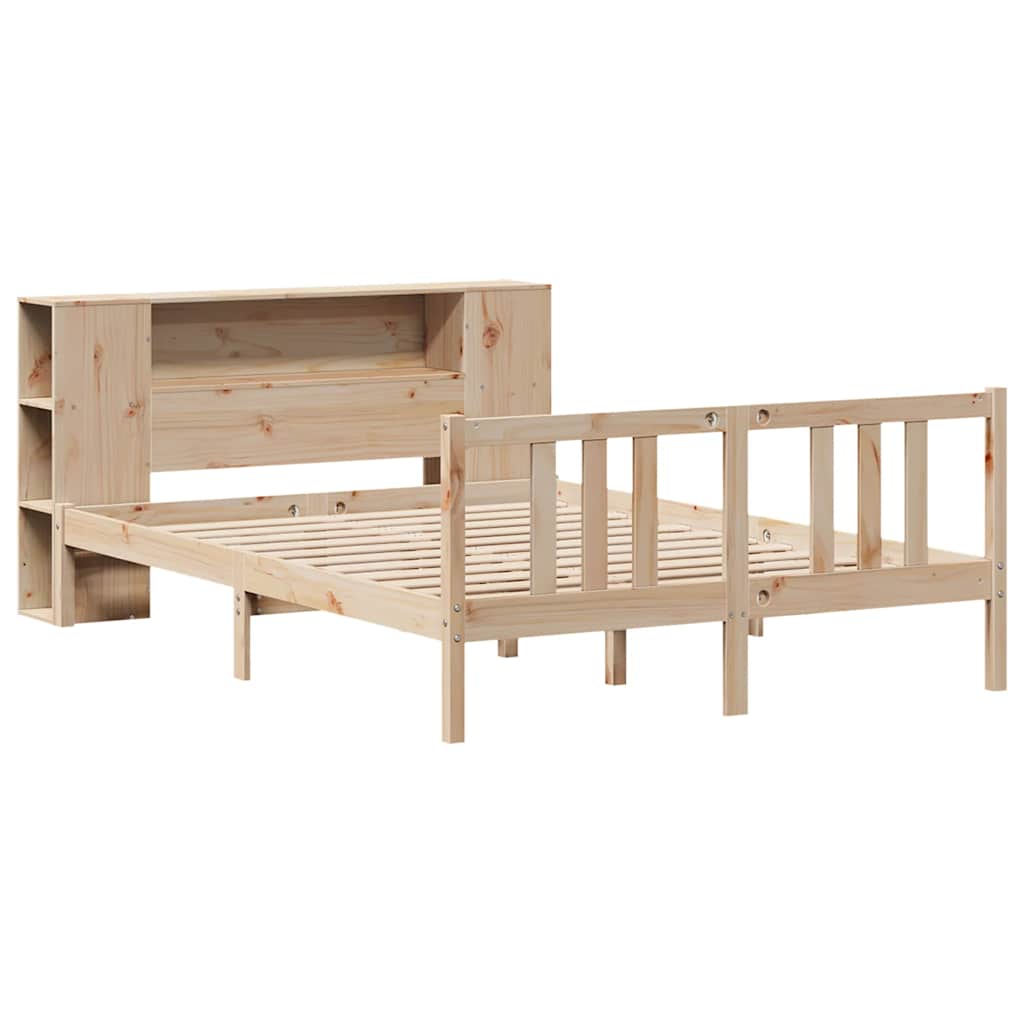Bookcase Bed without Mattress 135x190cm Solid Wood Pine