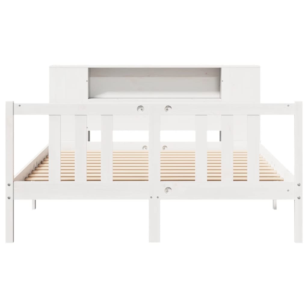 Bookcase Bed without Mattress White 140x200cm Solid Wood Pine