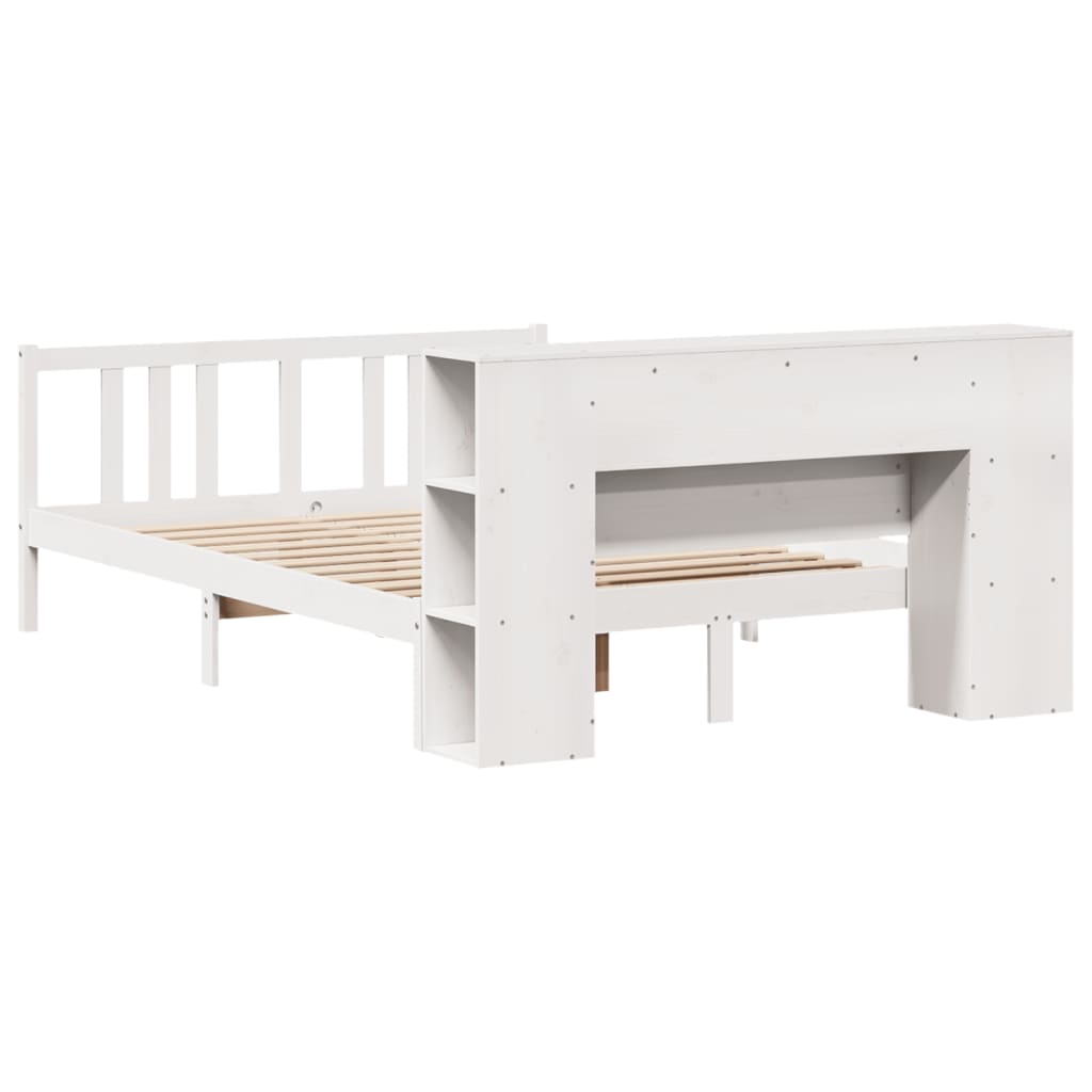 Bookcase Bed without Mattress White 140x200cm Solid Wood Pine