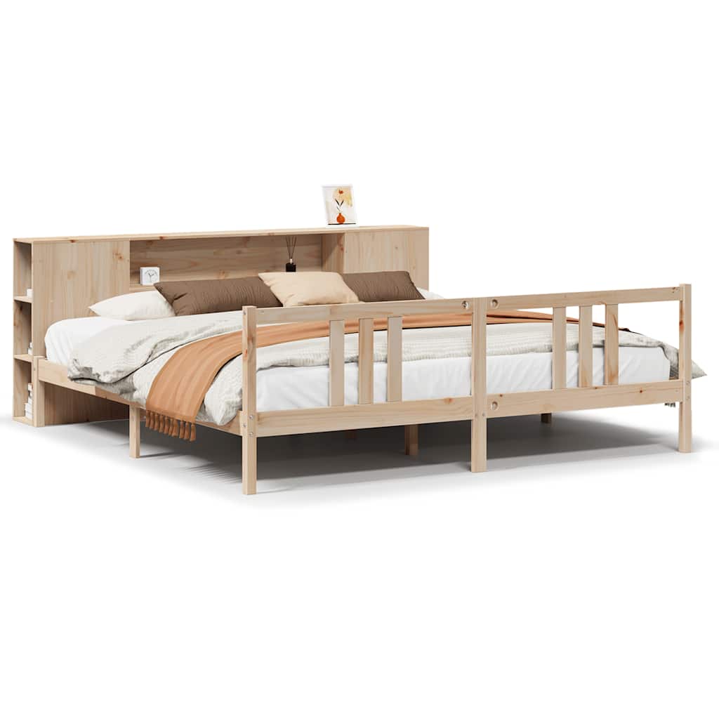 Bookcase Bed without Mattress 200x200cm Solid Wood Pine