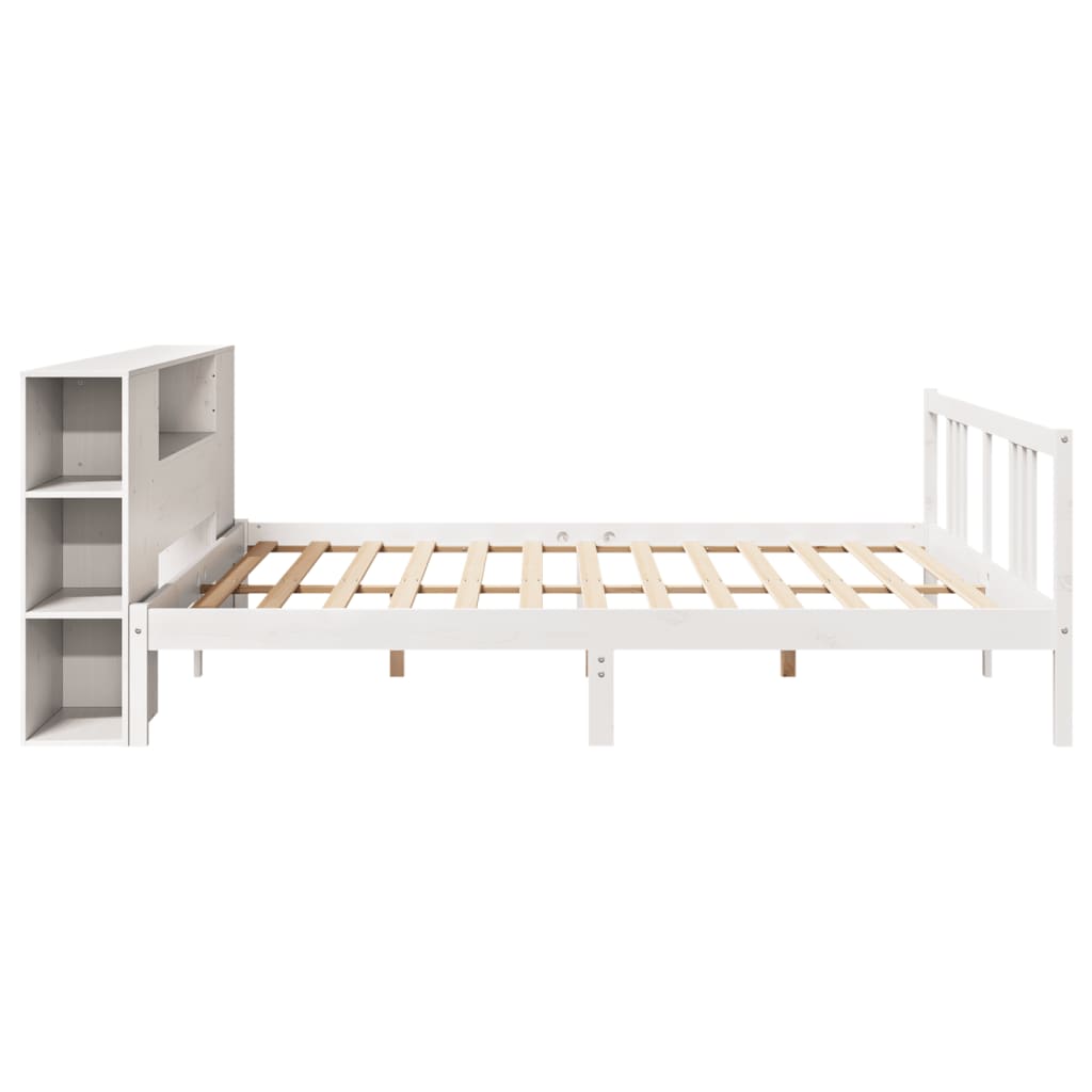 Bookcase Bed without Mattress White 200x200cm Solid Wood Pine